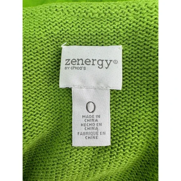 Zenergy by Chico's Crochet Knit Hooded Sweater Women's 0 Size Small Green - Picture 5 of 7